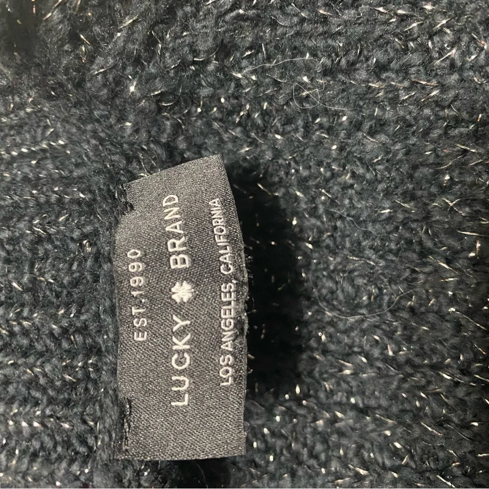 Lucky Brand‎ Sparkly Black V-Neck Sweater, Size XL